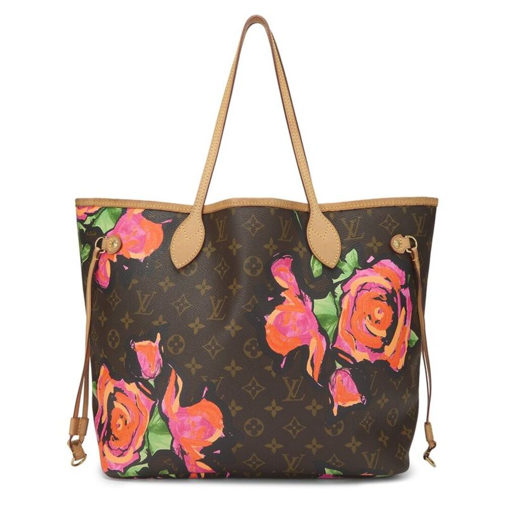 Louis Vuitton Brown Coated Canvas Roses Neverfull Mm (Authentic Pre-Loved)
